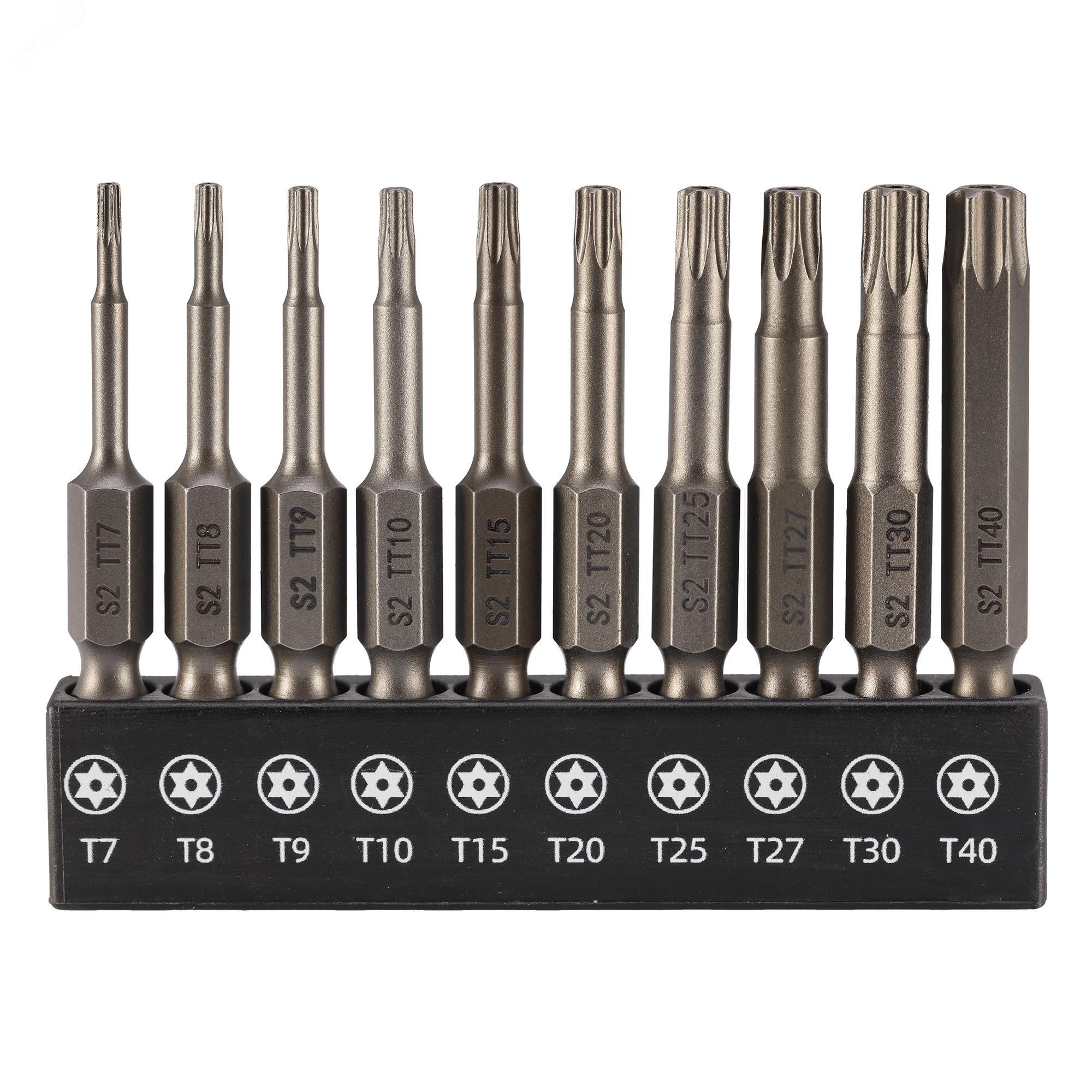 Изображение товара Набор бит TORX TR 50мм 10 шт из стали S2, стандарт DIN ISO