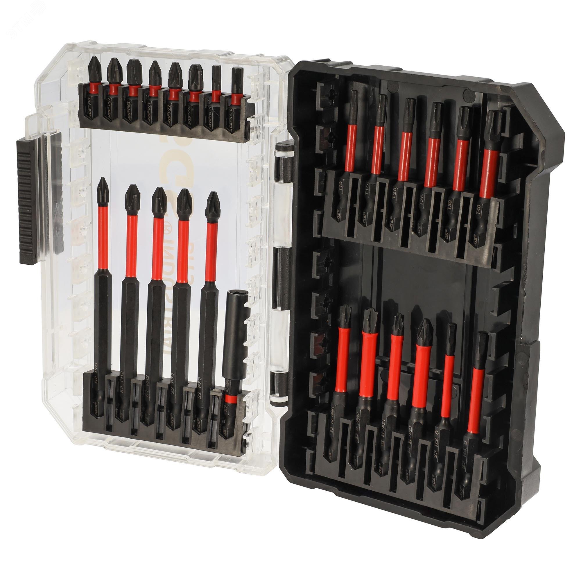 Изображение товара Набор бит PH PZ TORX HEX PLUS MINUS S2 26 шт профессиональный комплект