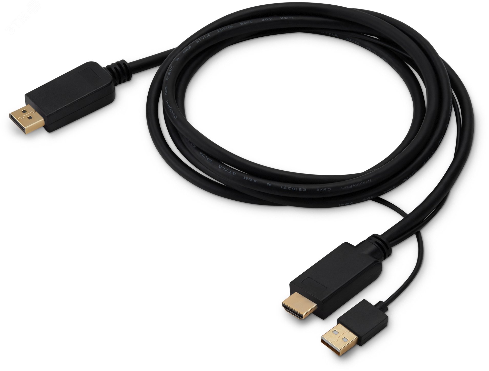 Изображение товара Кабель HDMI DisplayPort 2 метра черный высококачественный Buro