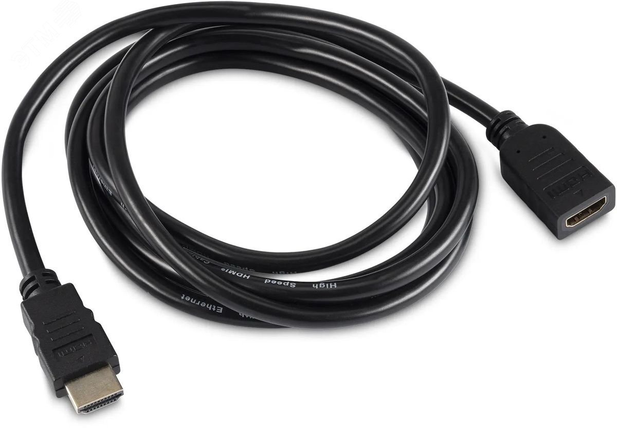Изображение товара HDMI кабель удлинитель 2 метра версия 2.0 с позолоченными контактами черный