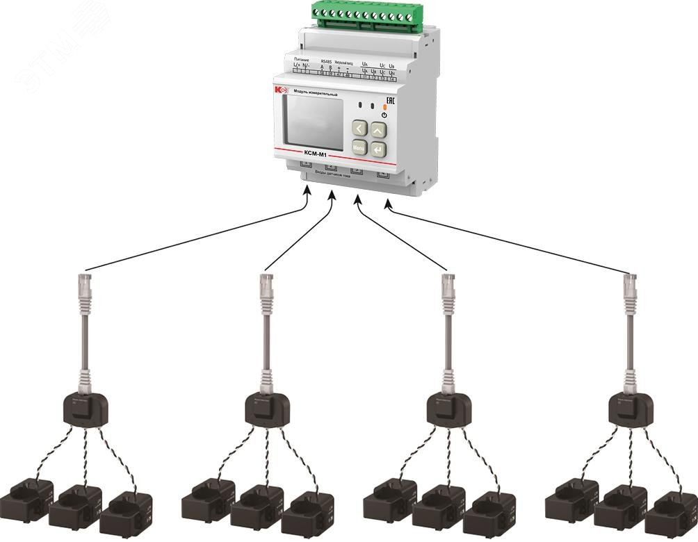 Изображение товара Прибор многоточечного мониторинга электроэнергии КСМ-М1-2-2-1-5А-380В-12