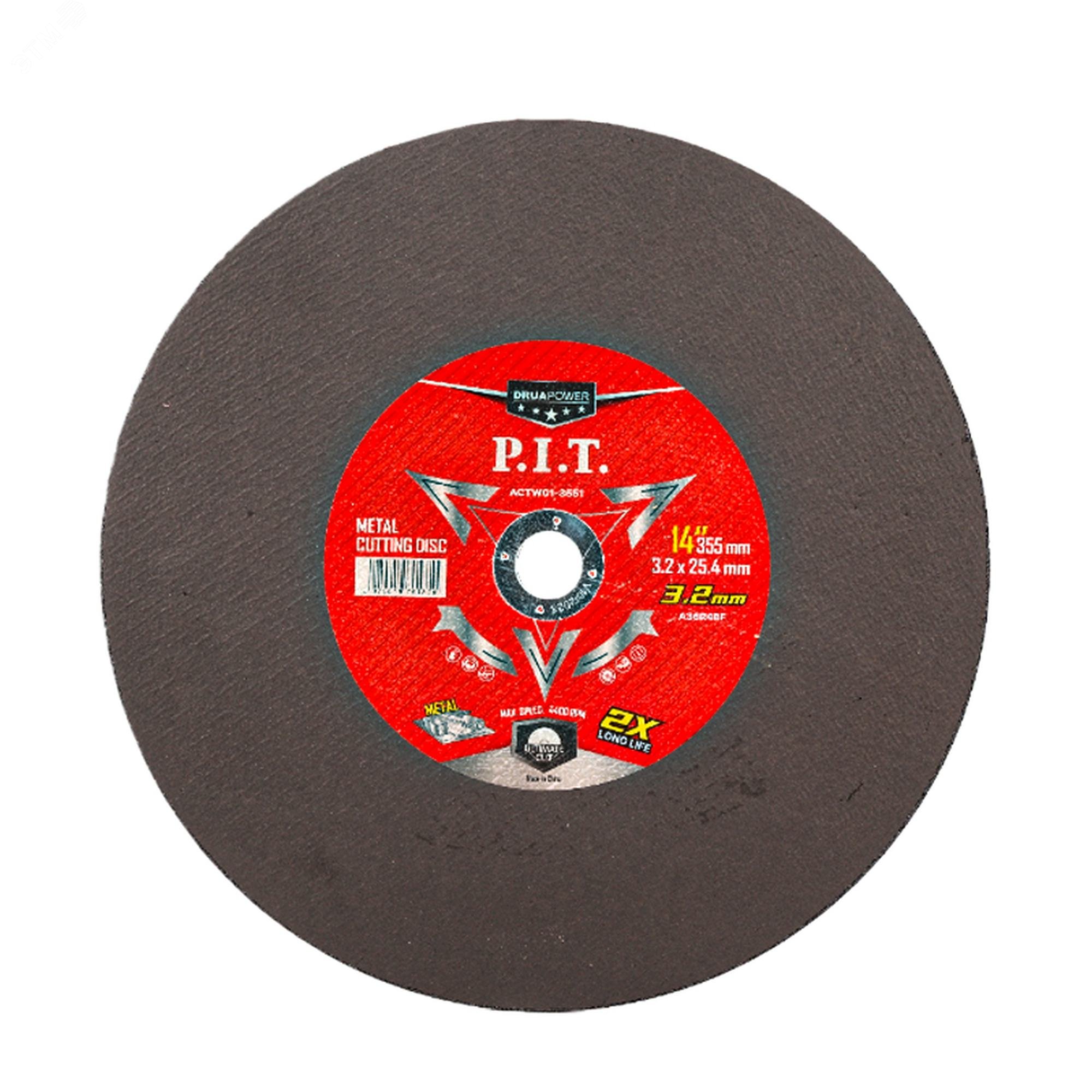 Изображение товара Диск отрезной по металлу P.I.T. 355 мм 3,2 мм армированный