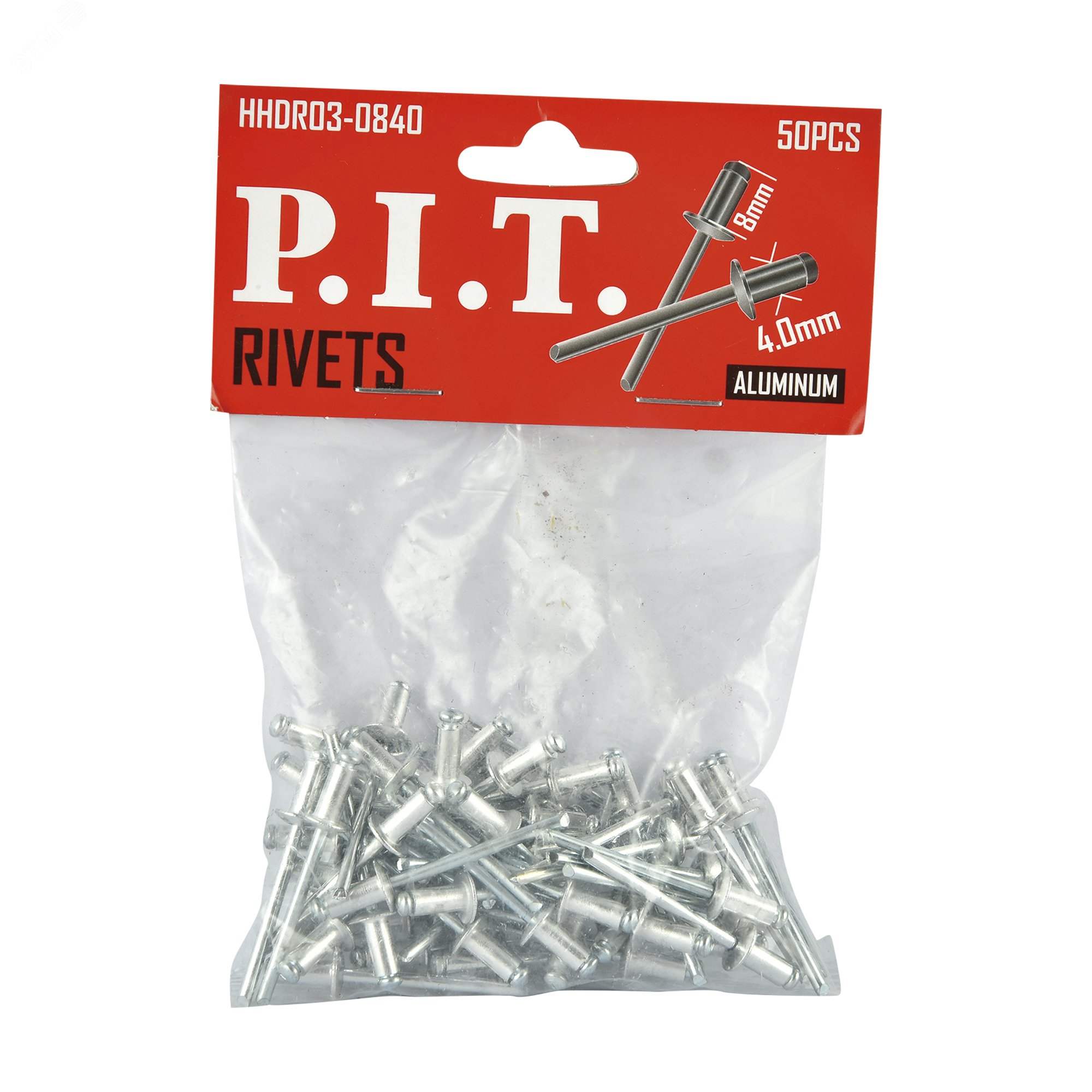 Изображение товара Заклепки алюминиевые 4.0x8 мм, 50 шт в уп. (уп)