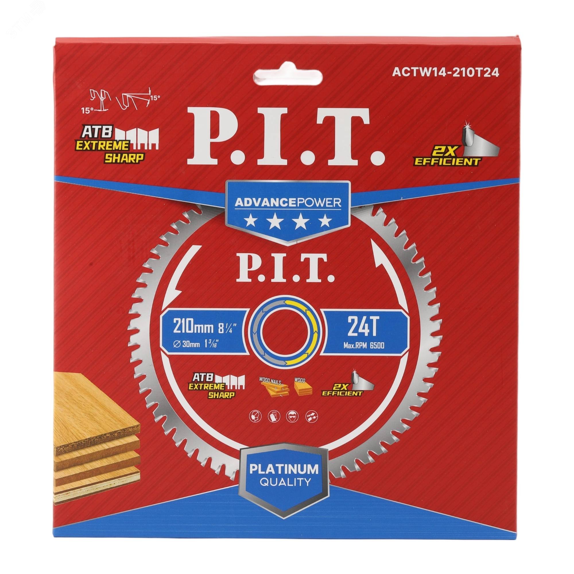 Изображение товара Диск пильный по дереву P.I.T. ADVANCE 210x30x1,4 мм 24T Carbide ATB 15°