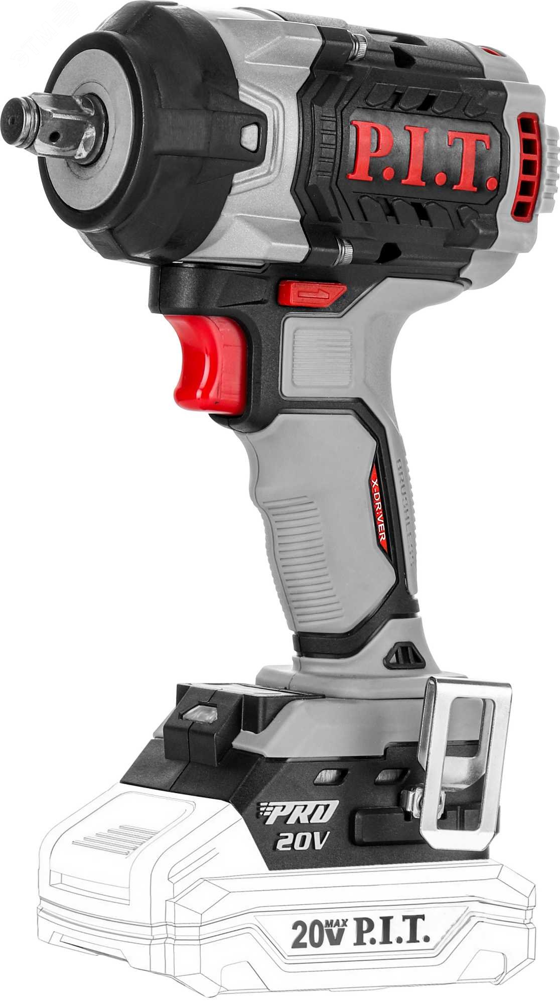 Изображение товара Аккумуляторный гайковерт IMPACT бесщеточный P.I.T. PIW20H-600A 20В 600Нм