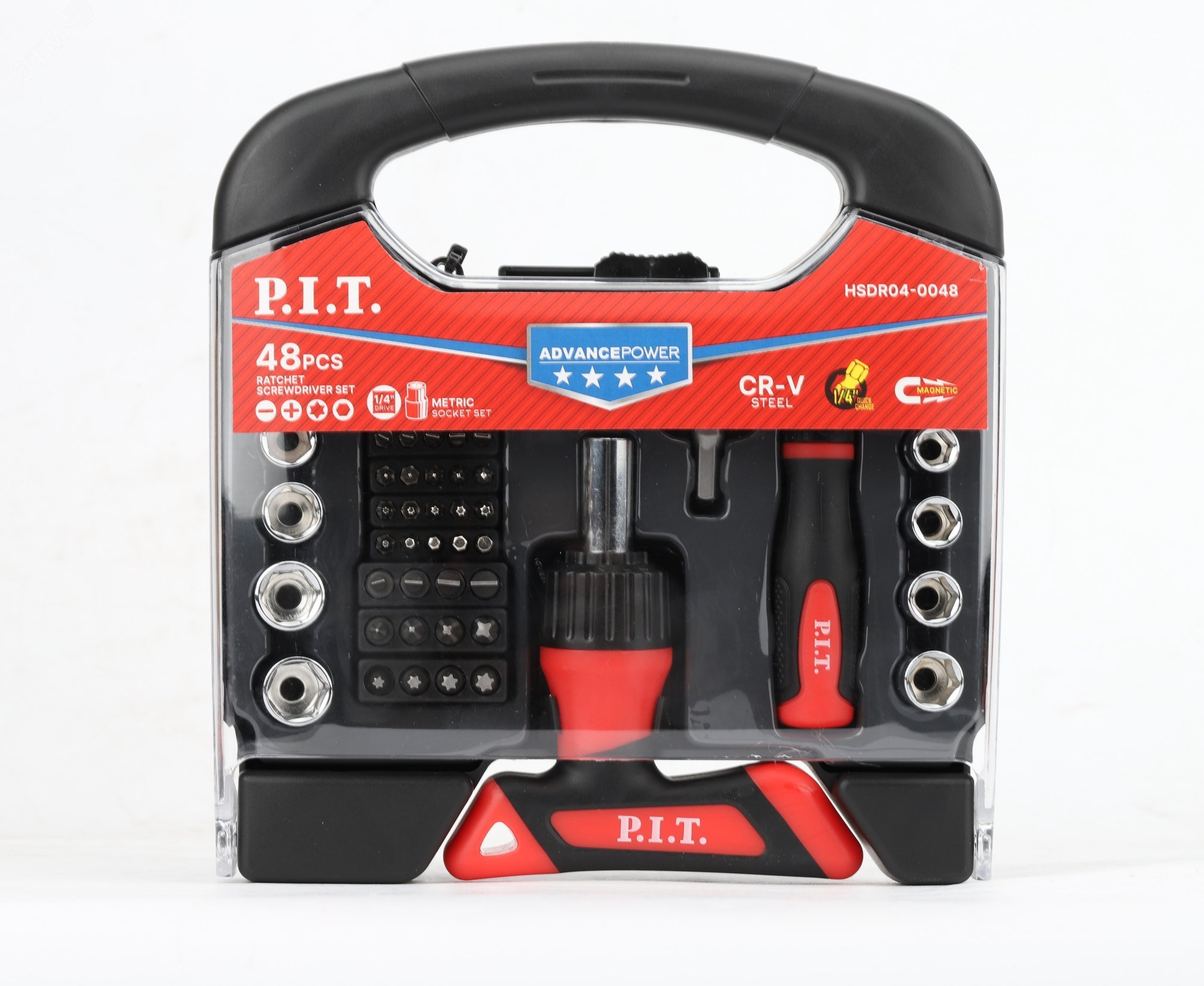 Изображение товара Набор бит и головок с рукоятками P.I.T. ADVANCE HSDR04-0048 (48шт, 2 рукоятки, 2 адаптера, кейс) (шт)