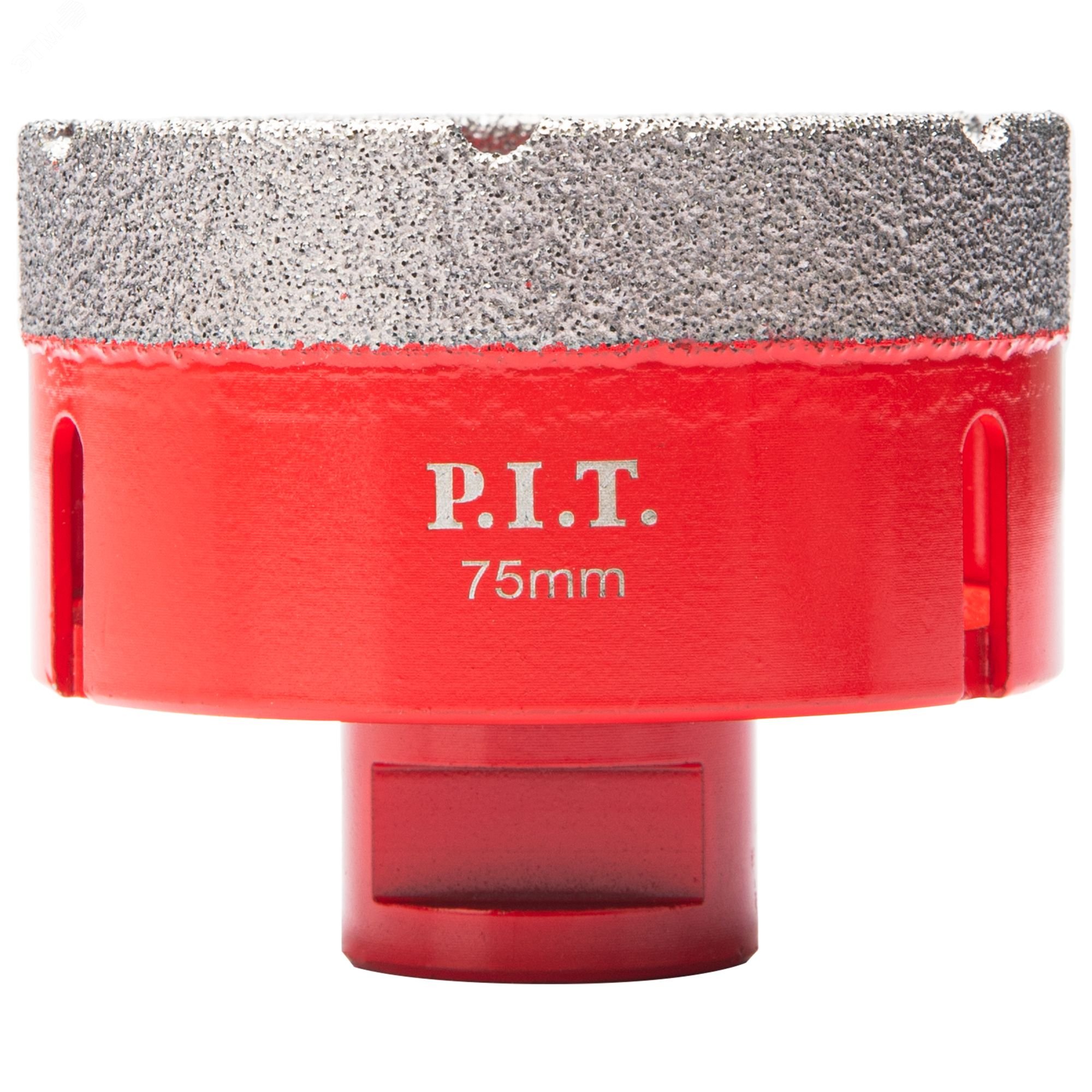 Изображение товара Коронка алмазная по керамограниту P.I.T. AMAS18-0075 (75 мм, M14, сухое/мокрое св., вакуум. пайка) (шт)