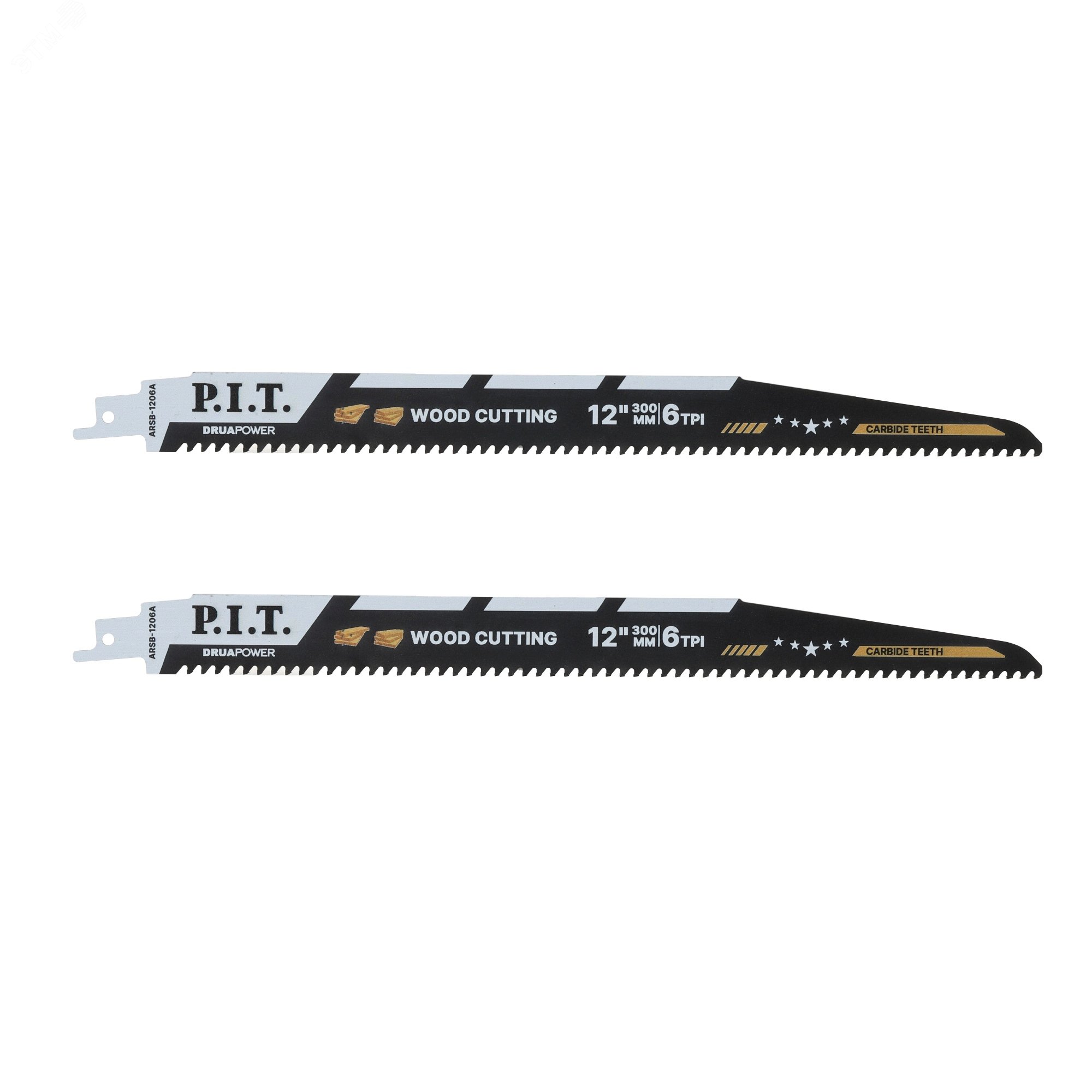 Изображение товара Полотно для сабельной пилы с карбидными зубьями 2 шт, 300х1,3мм, 6 TPI (ARSB-1206A) DRUA (шт)
