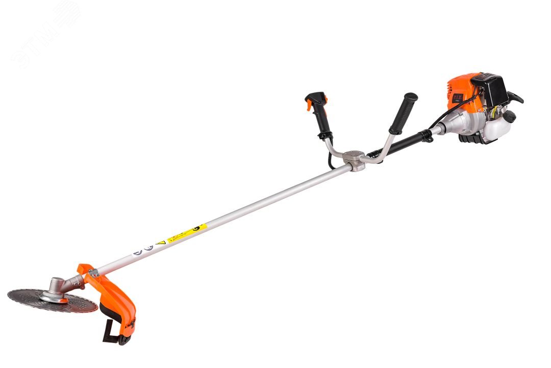 Изображение товара Триммер бензиновый (1,7л.с, 38см, 4-такт, 9000об/мин, 0.95л, 440мм, леска, диск) (шт)