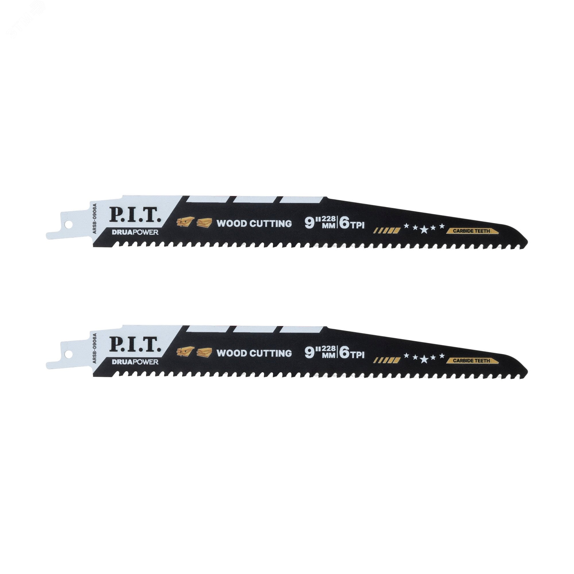 Изображение товара Полотно для сабельной пилы с карбидными зубьями 2 шт, 228х1,3мм, 6 TPI (ARSB-0906A) DRUA (шт)