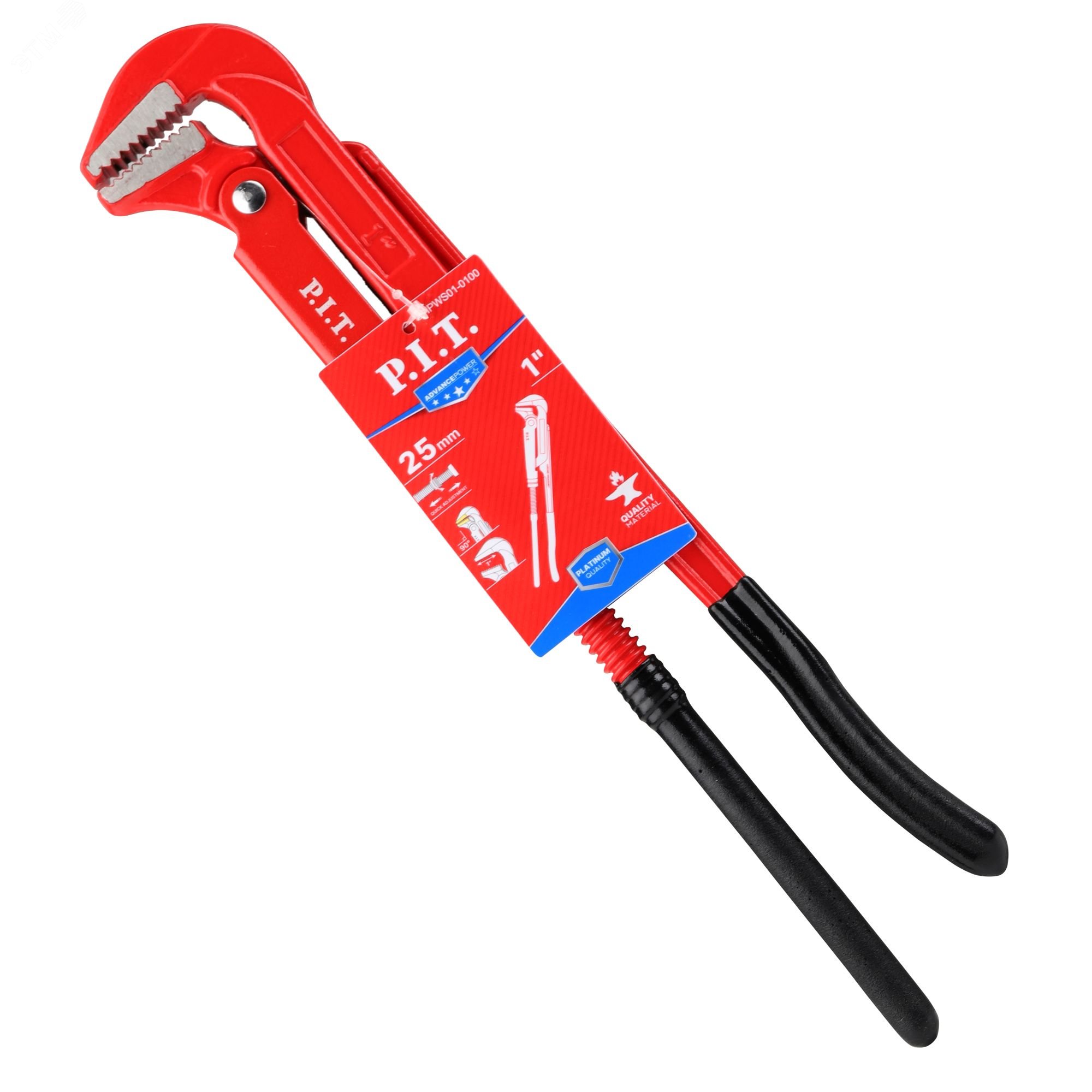 Изображение товара "Ключ трубный рычажный P.I.T. ADVANCE HPWS01-0100 (№1, 300мм, 1"", губки 90°, 40мм, 2 точки конт.)" (шт)