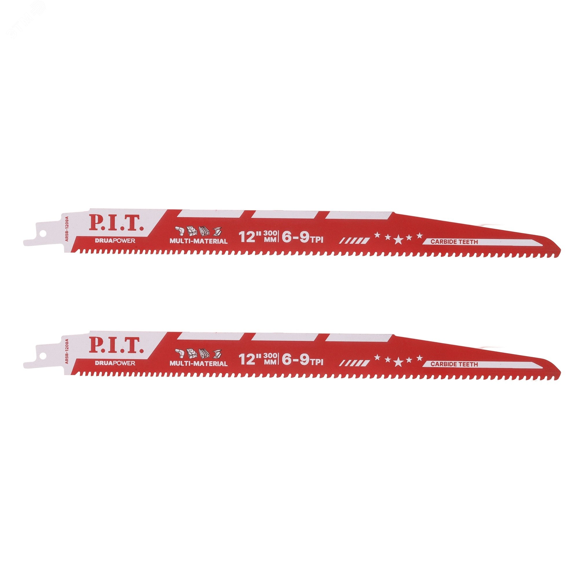 Изображение товара Полотно для сабельной пилы с карбидными зубьями 2 шт, 300х1,3мм, 6-9 TPI (ARSB-1209A) DRUA (упак)
