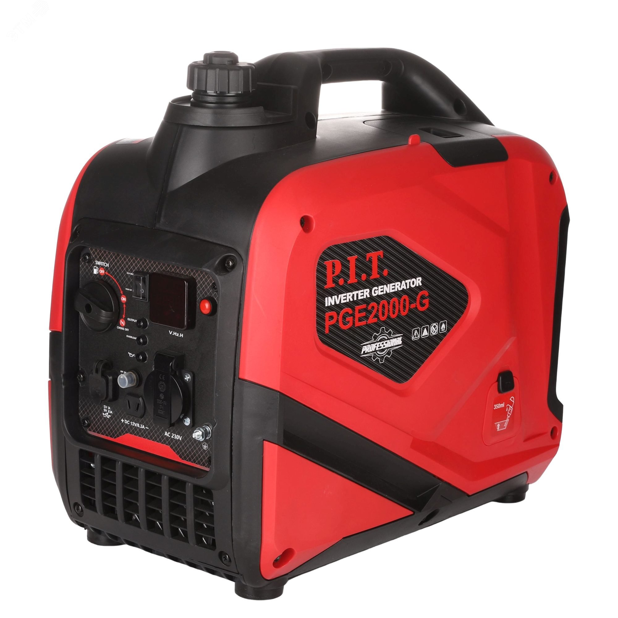 Изображение товара Генератор бензиновый инверторный P.I.T. PGE2000-G (2,2/2,0 кВт, 79,8см, 4 такт, 1х220В, 12В, 9,6А) (шт)