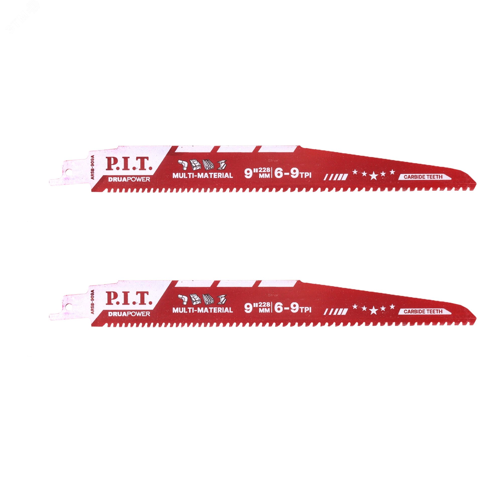 Изображение товара Полотно для сабельной пилы с карбидными зубьями 2 шт, 228х1,3мм, 6-9 TPI (ARSB-0909A) DRUA (упак)