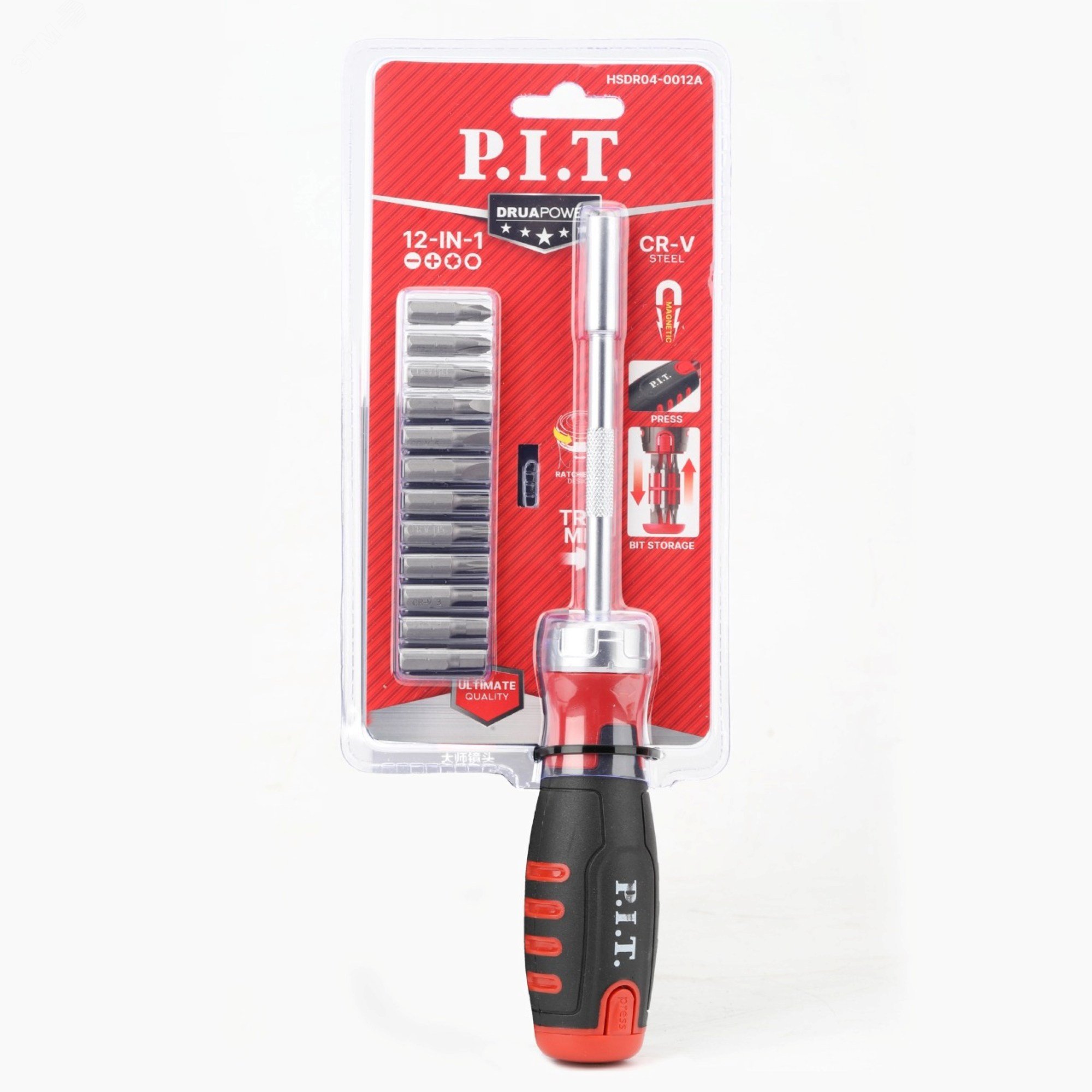 Изображение товара Набор бит с рукояткой P.I.T. ADVANCE HSDR04-0012A 12 шт в блистере