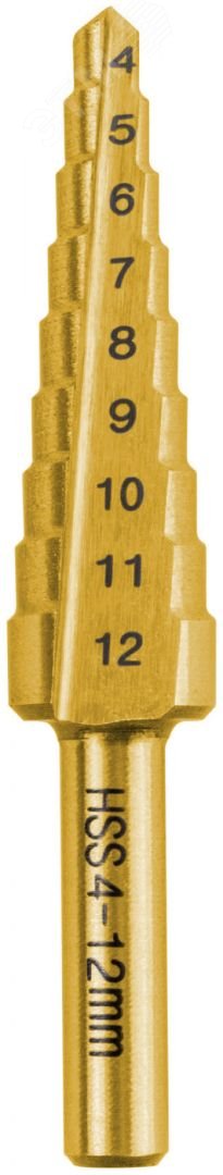 Изображение товара Сверло по металлу ступенчатое P.I.T. 4-12мм, 9 ступеней с шагом 1мм, HSS (AMED09-0412) (шт)