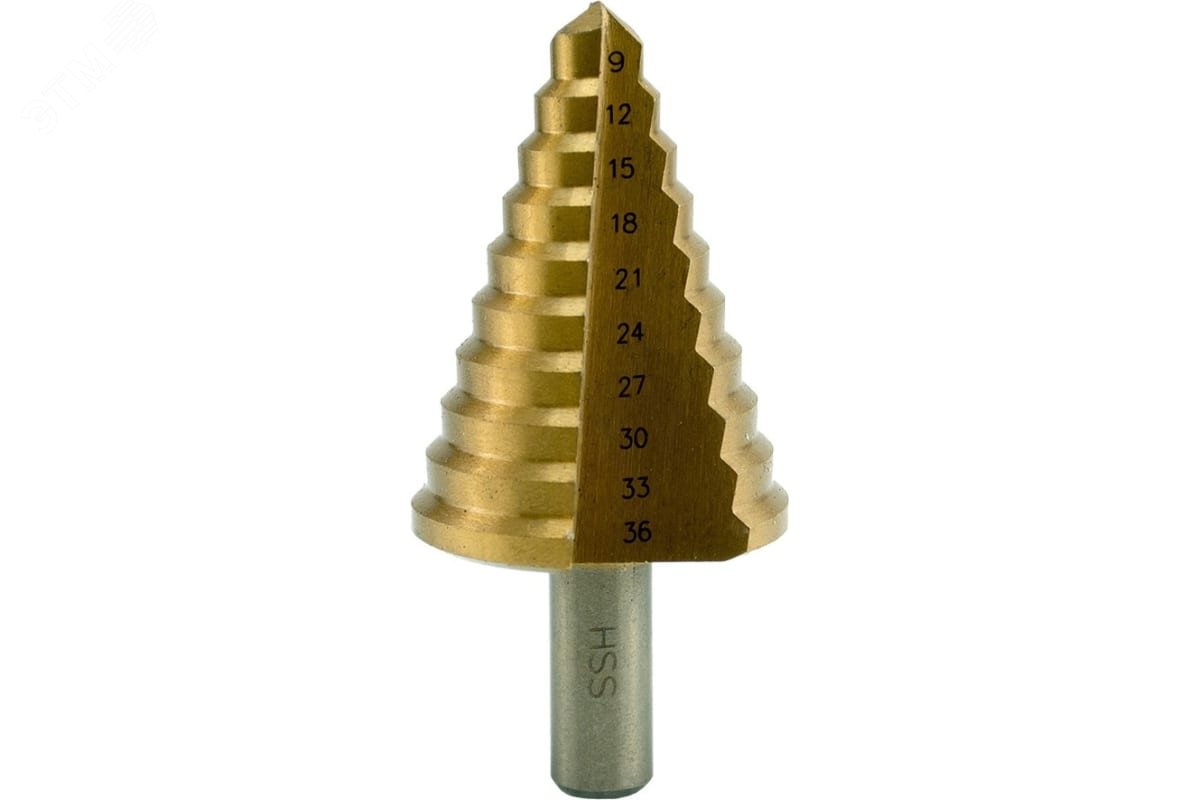 Изображение товара Сверло по металлу ступенчатое P.I.T. 9-36мм, 10 ступеней с шагом 3мм, HSS (AMED09-0936) (шт)