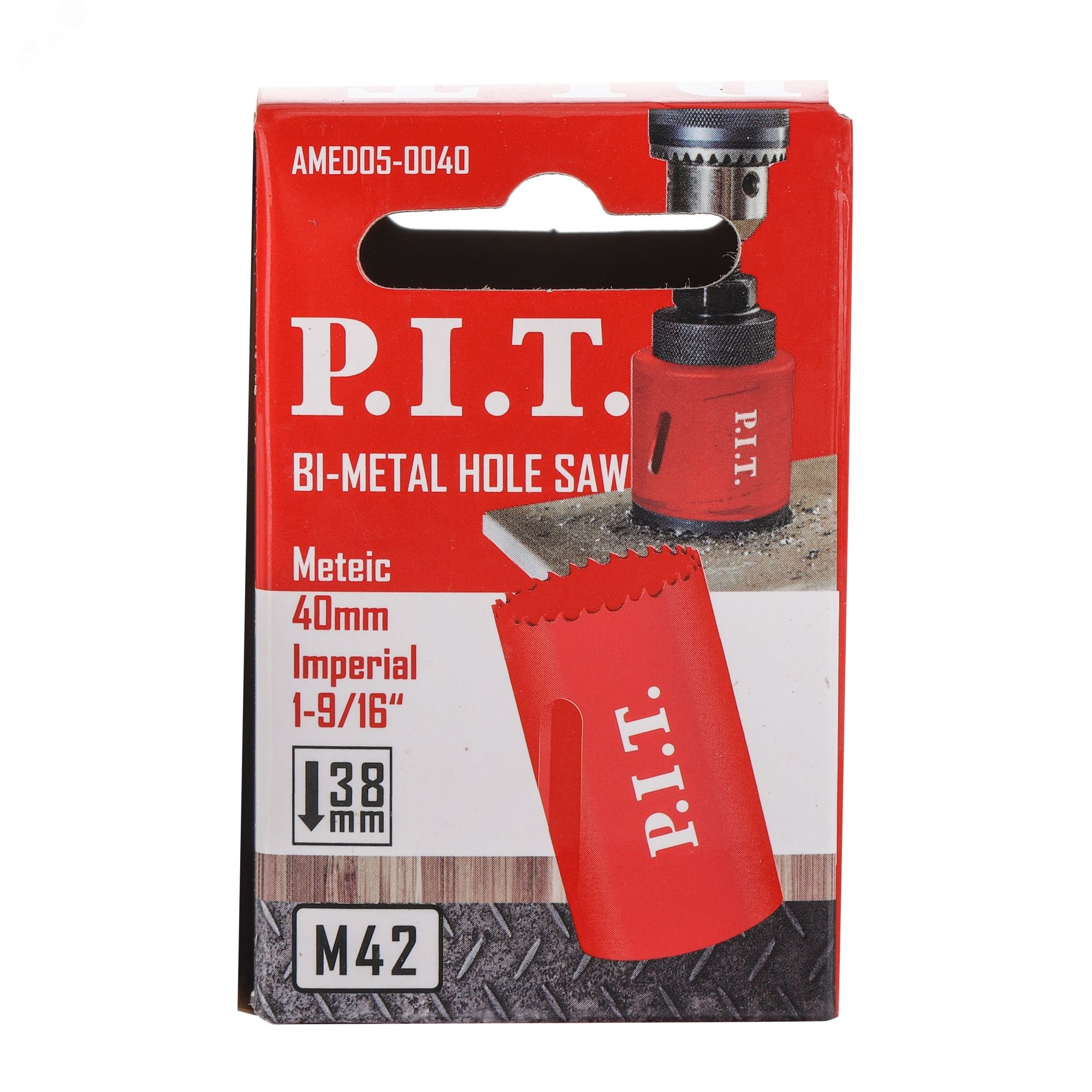 Изображение товара Коронка биметаллическая по металлу P.I.T. 40x44мм, сталь М42 (HSS Со 8%), перем. зуб (AMED05-0040) (шт)