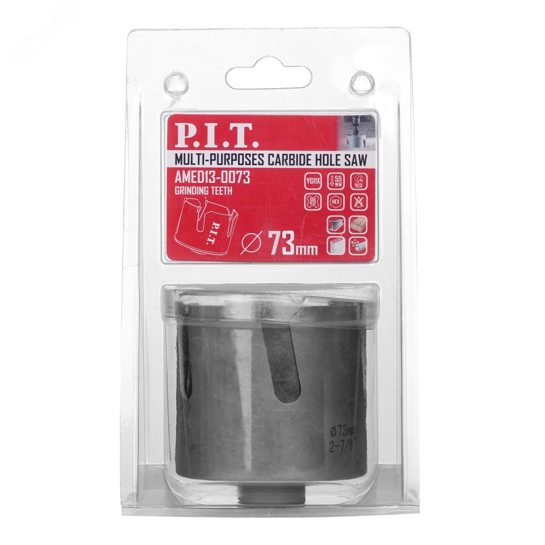 Изображение товара Коронка универсальная P.I.T. 73x55мм, TCT зуб, сухое сверление (AMED13-0073) (шт)