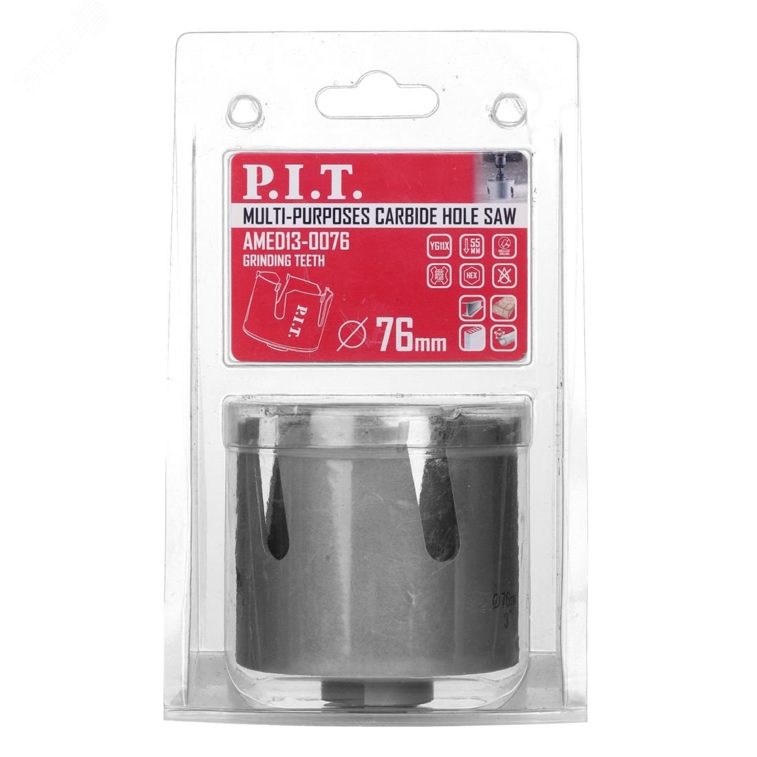 Изображение товара Коронка универсальная P.I.T. 76x55мм, TCT зуб, сухое сверление (AMED13-0076) (шт)