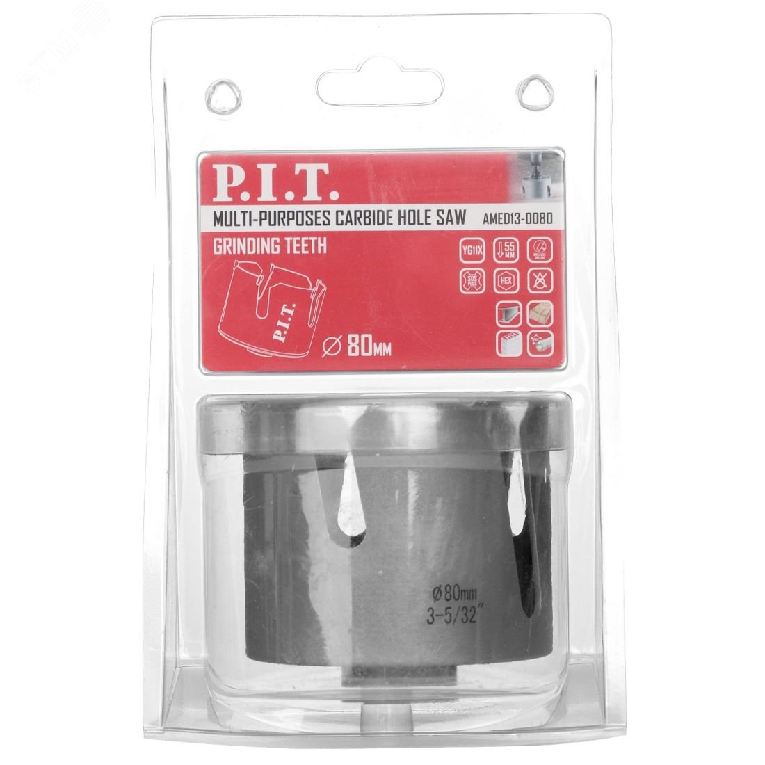 Изображение товара Коронка универсальная P.I.T. 80x55мм, TCT зуб, сухое сверление (AMED13-0080) (шт)