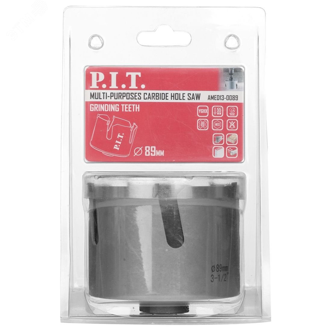 Изображение товара Коронка универсальная P.I.T. 89x55мм, TCT зуб, сухое сверление (AMED13-0089) (шт)