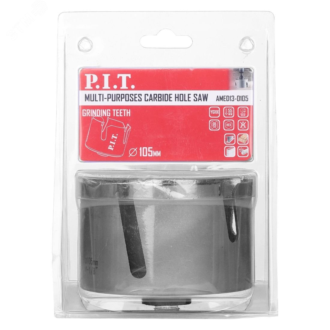 Изображение товара Коронка универсальная P.I.T.105x55мм, TCT зуб, сухое сверление (AMED13-0105) (шт)