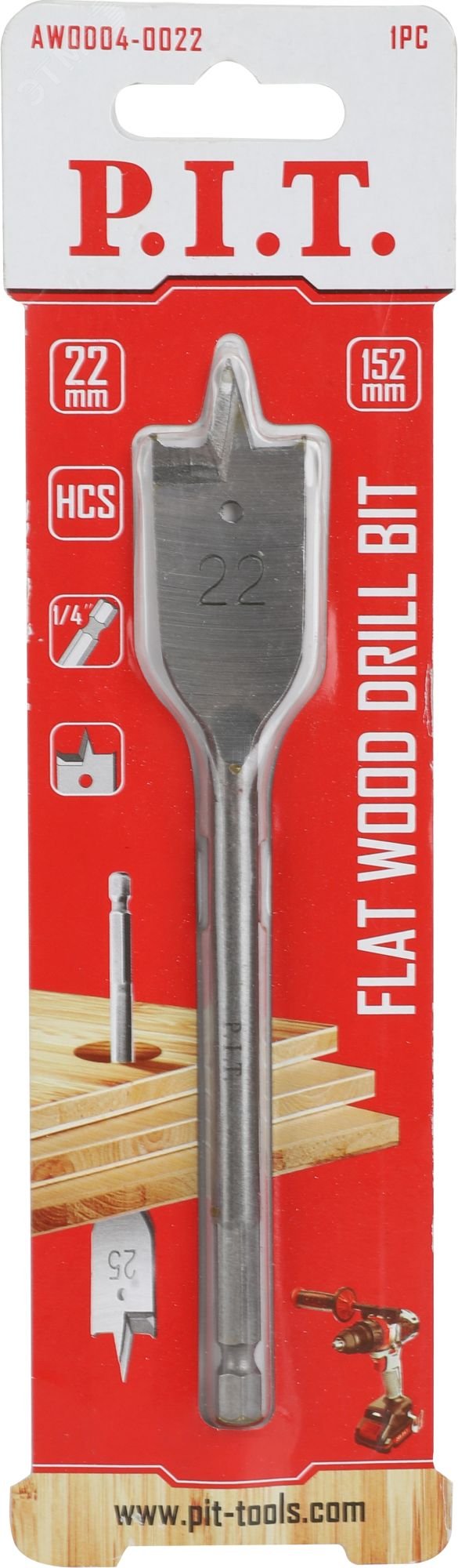 Изображение товара Перовое сверло по дереву P.I.T. AWOD04-0022 22x152 мм