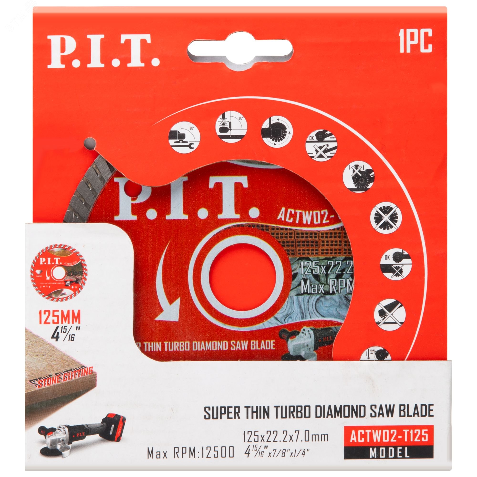 Изображение товара Диск алмазный отрезной Turbo P.I.T. 125x22,2x1,4 мм (ACTW02-T125) (шт)