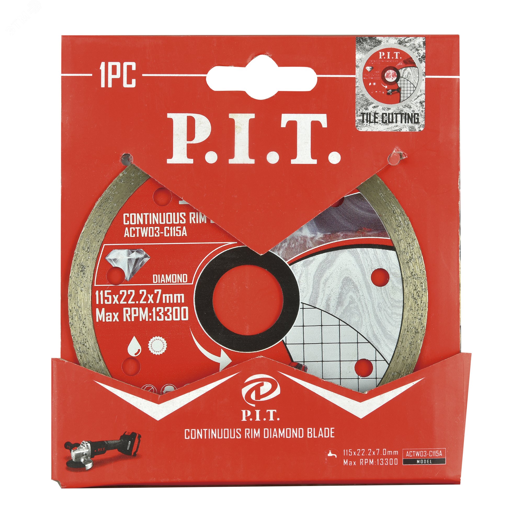 Изображение товара Диск алмазный отрезной P.I.T. 115x22.2x1.4 мм