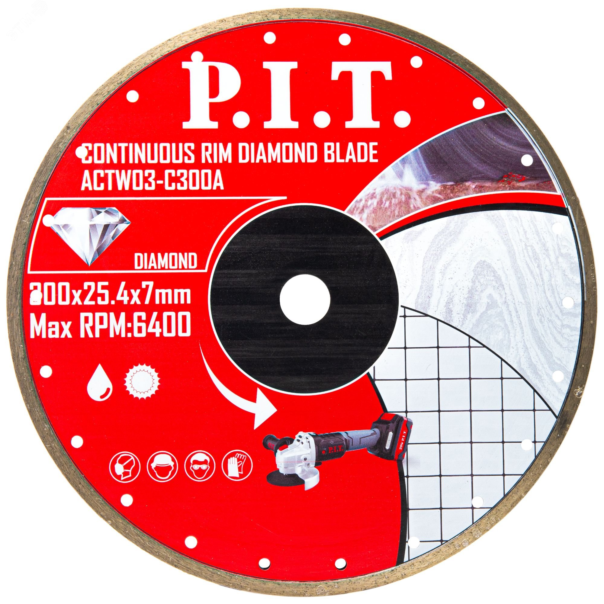 Изображение товара Диск алмазный отрезной сплошной P.I.T. 300x25,4x1,8 мм (ACTW03-C300A) (шт)
