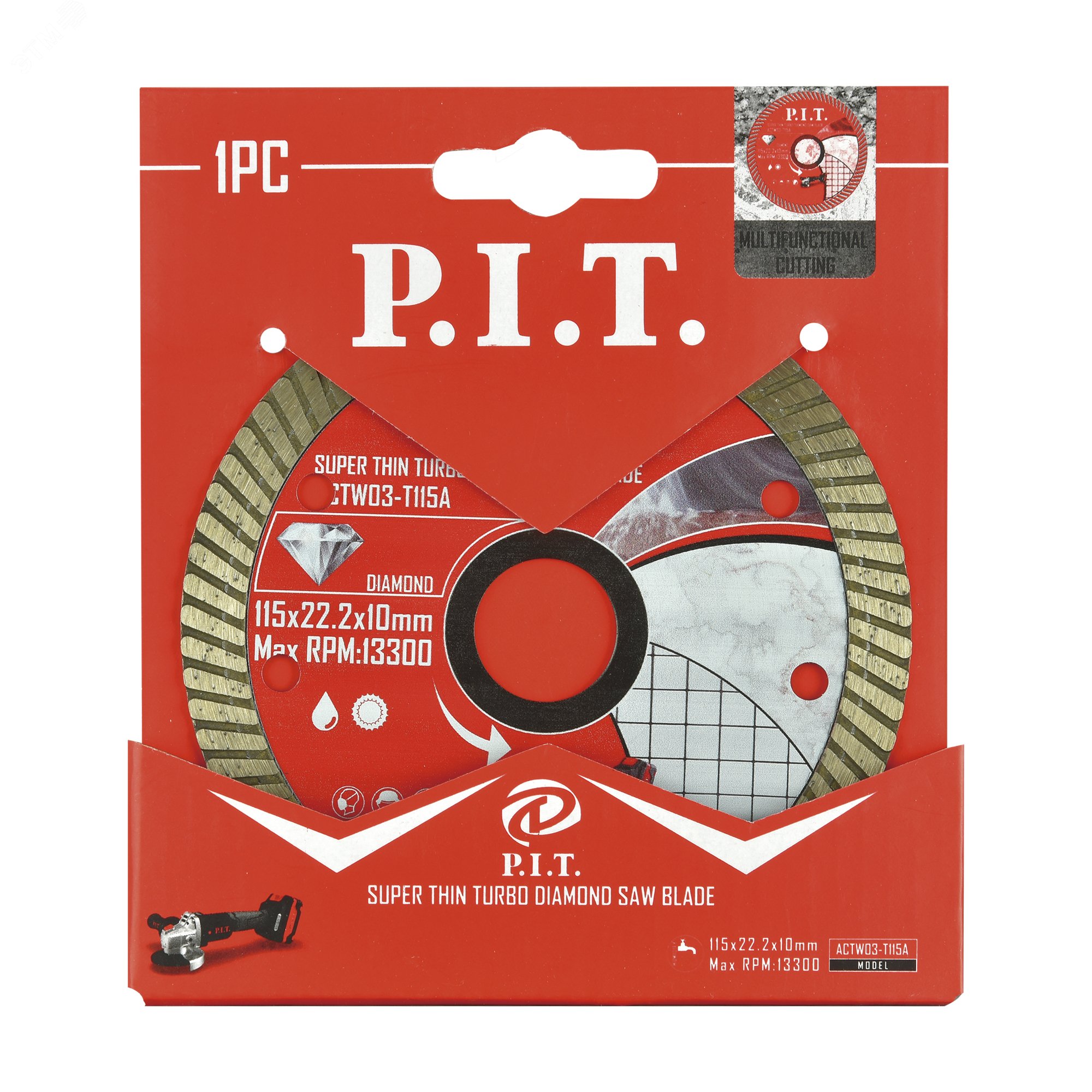 Изображение товара Диск алмазный отрезной Turbo (сверхтонкий) 115x22,2x1,4 мм (шт)