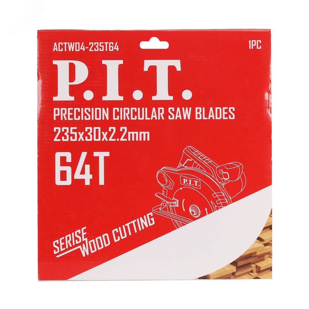 Изображение товара Диск пильный по дереву P.I.T. 235x30x2,2 мм 64T TCG для циркулярных пил