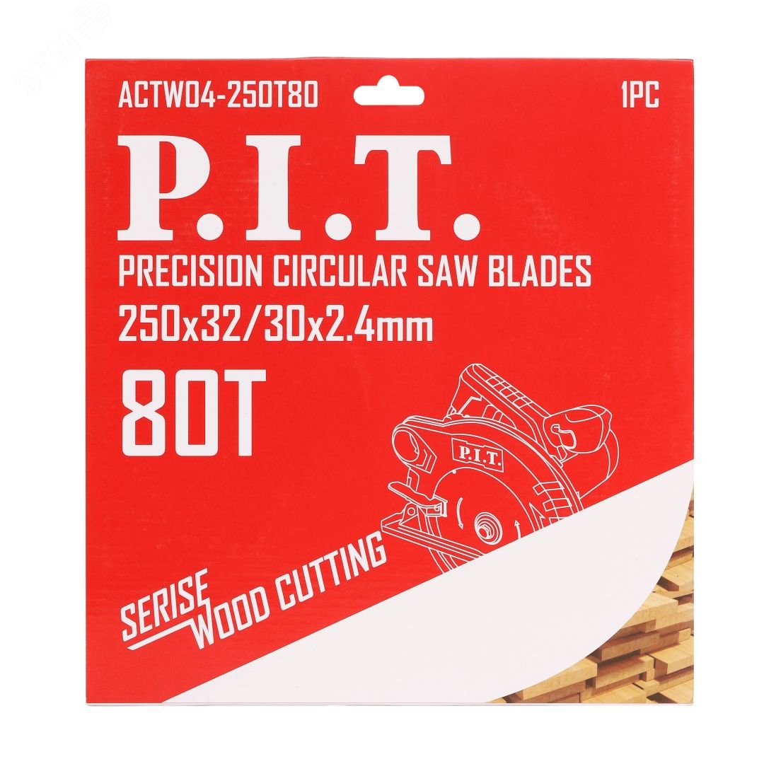 Изображение товара Диск пильный по дереву P.I.T. 250x32/30x2,4 мм 80T TCG для точной и долговечной резки