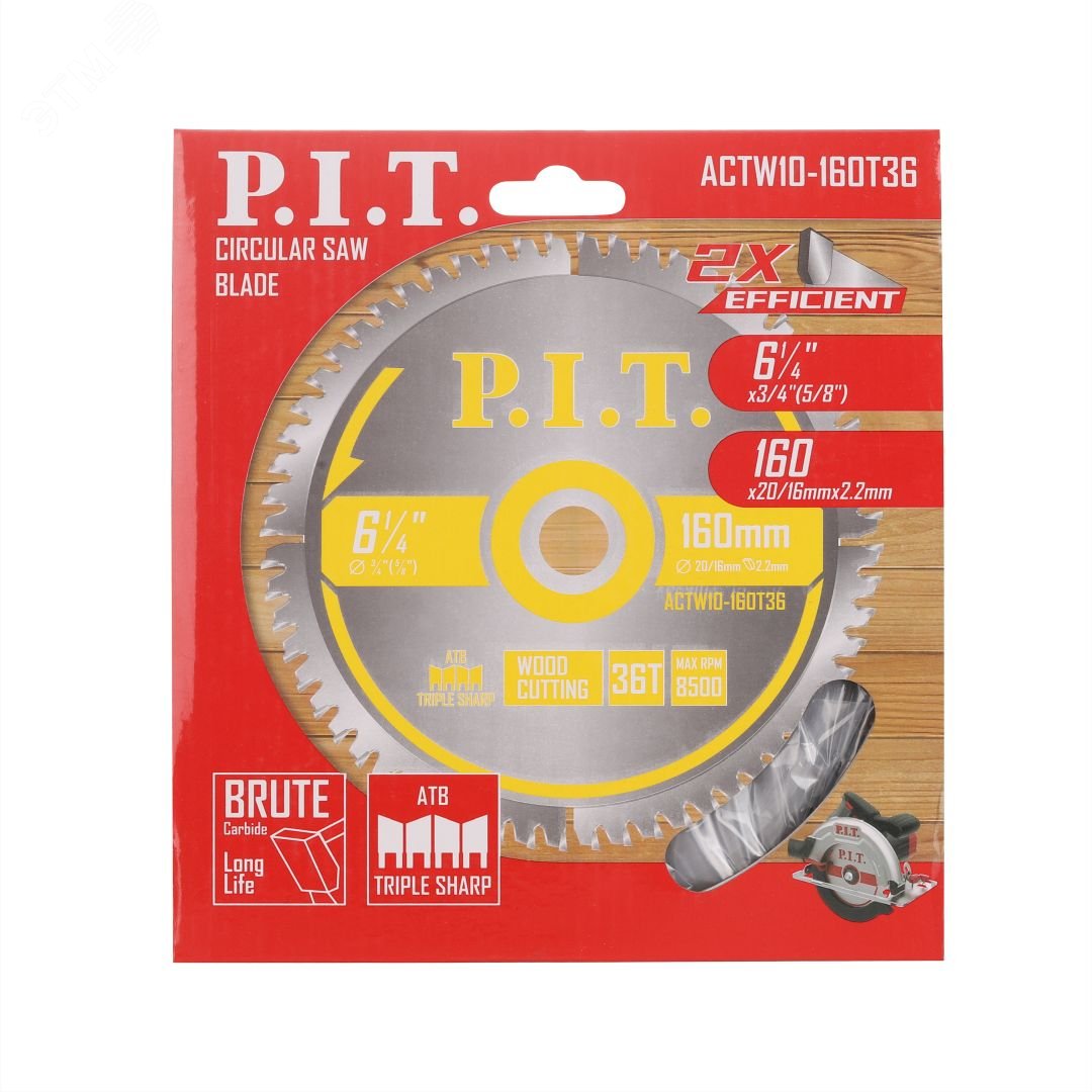 Изображение товара Диск пильный по дереву 160 мм 36 зубьев ATB для циркулярных пил P.I.T.