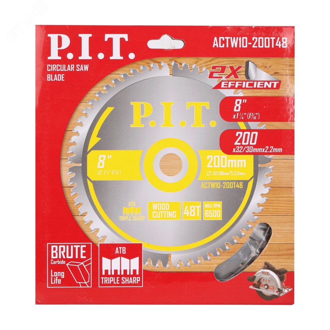 Изображение товара Диск пильный по дереву P.I.T. 200х32/30 мм 48T ATB для циркулярных пил