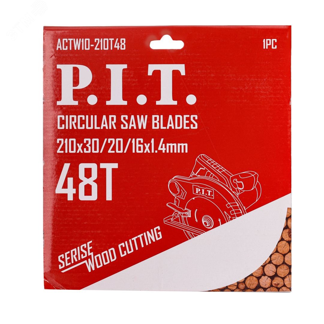 Изображение товара Пильный диск по дереву 210 мм 48 зубьев ATB P.I.T. ACTW10-210T48 для циркулярных пил