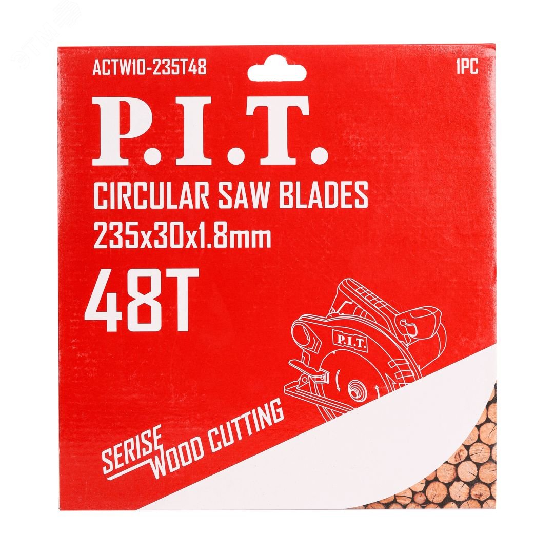 Изображение товара Диск пильный по дереву P.I.T. 235 мм 48 зубьев для циркулярной пилы