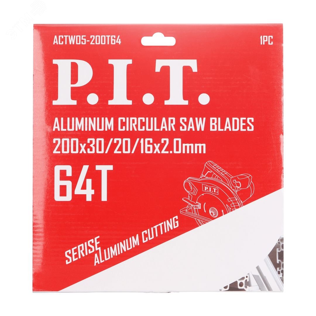 Изображение товара Диск пильный по алюминию P.I.T. 200x30/20/16x2 мм 64T TCG для алюминия и пластика