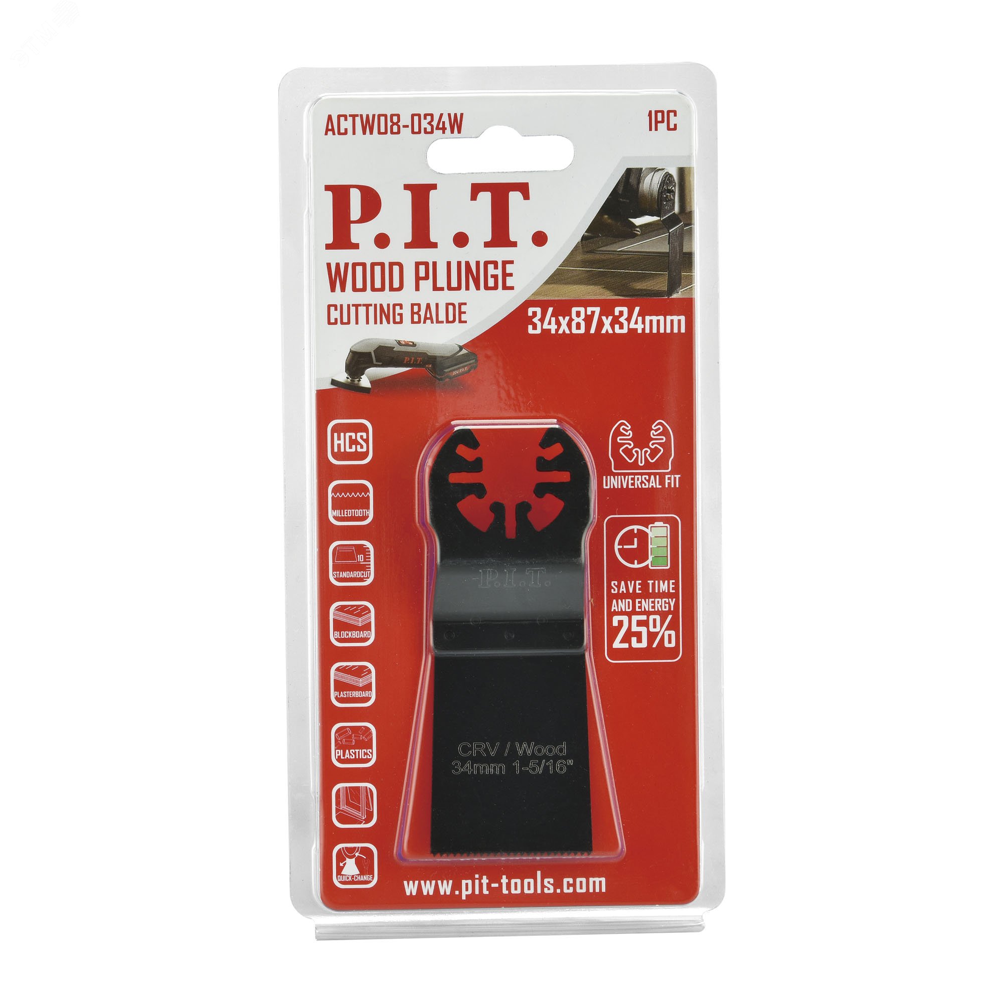 Изображение товара Насадка пильная для реноваторов по дереву P.I.T. 34мм ACTW08-034W