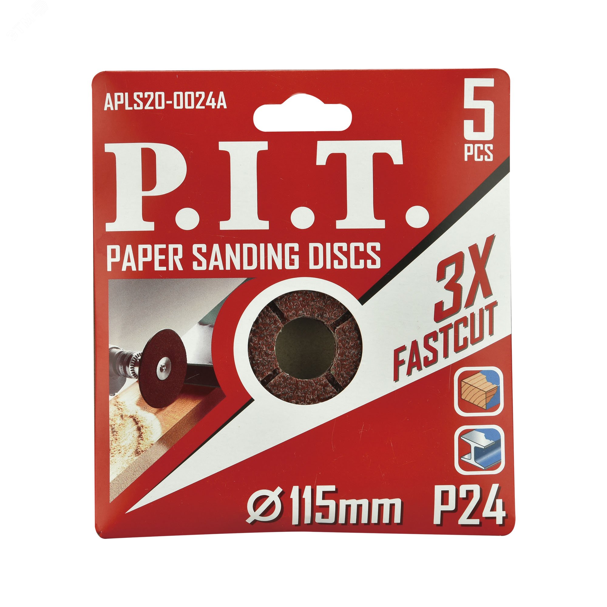 Изображение товара Круг шлифовальный фибровый P.I.T. 115x0,8 мм, P24, 1 отв. под прижим. шайбу, 5шт/уп (APLS20-0024A) (шт)