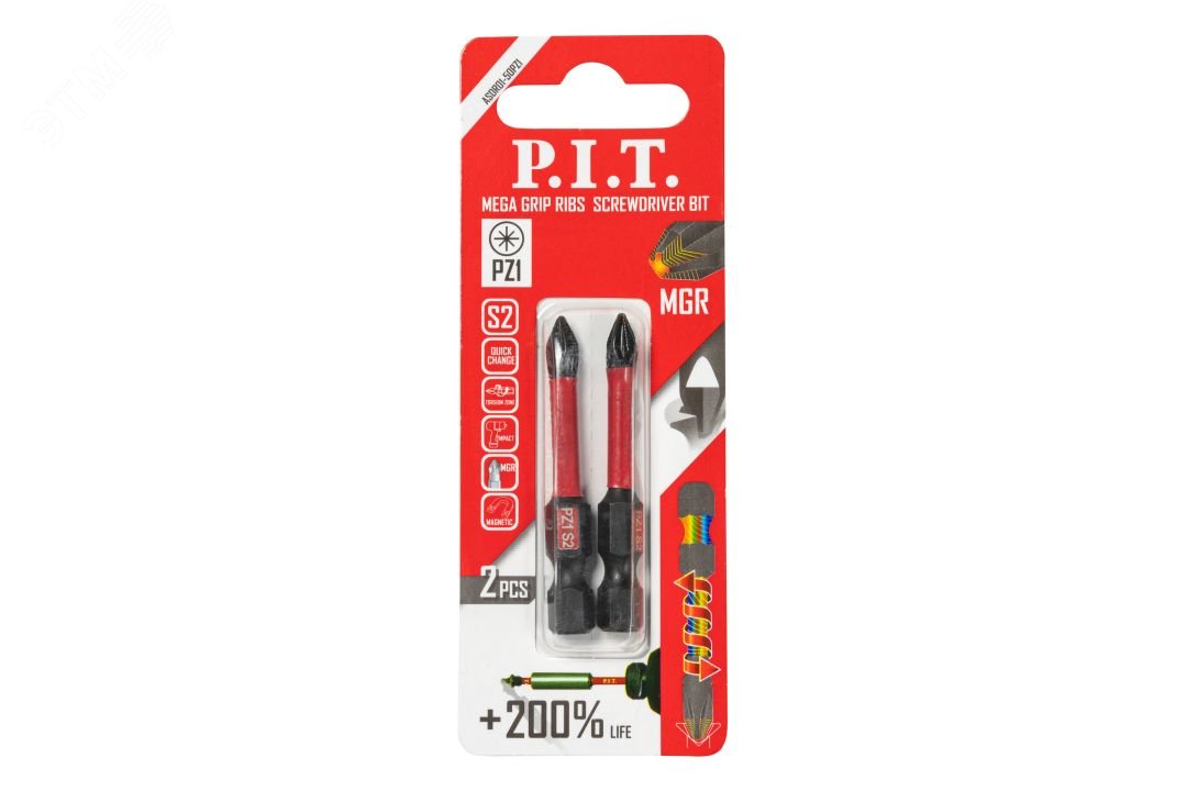 Изображение товара Бита ударная магнитная P.I.T. PZ1x50 мм, IMPACT, торсионная зона, 2 шт. (ASDR01-50PZ1) (шт)