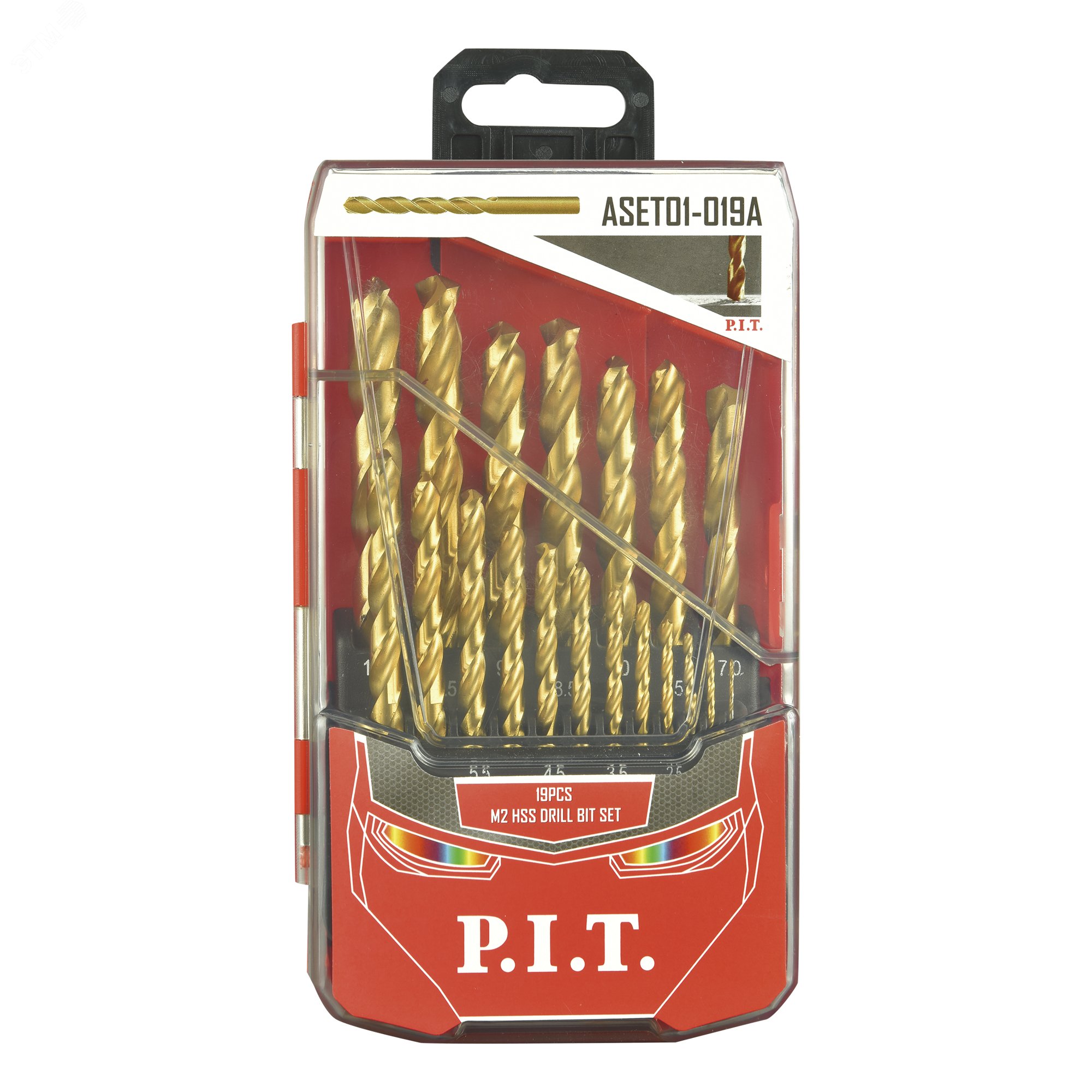 Изображение товара Набор сверл по металлу P.I.T. 19 шт 1,0-10,0 мм с шагом 0,5 мм ASET01-019A