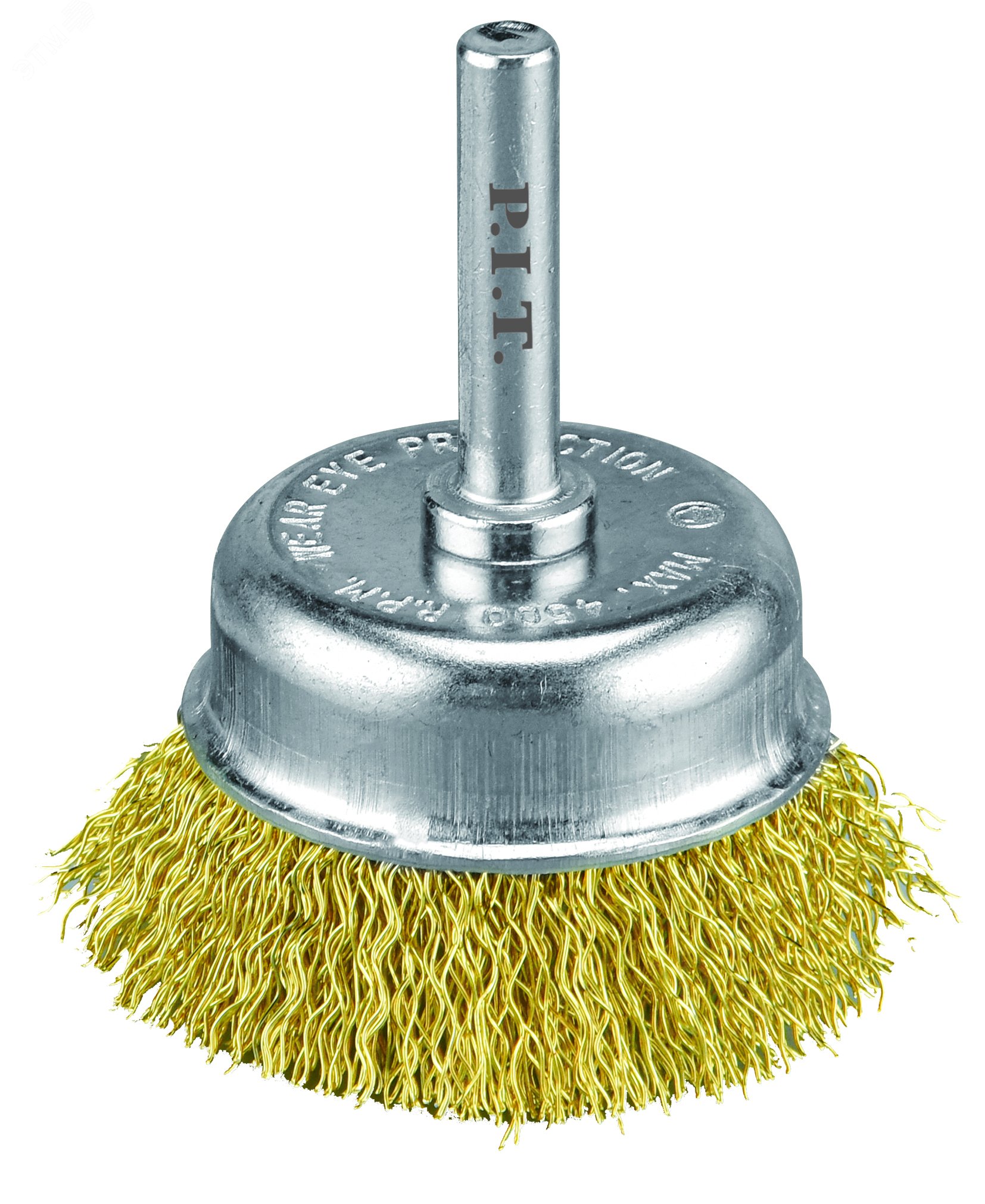 Изображение товара Кордщетка чашечная P.I.T. 75x0,3мм латонированная витая проволока для обработки