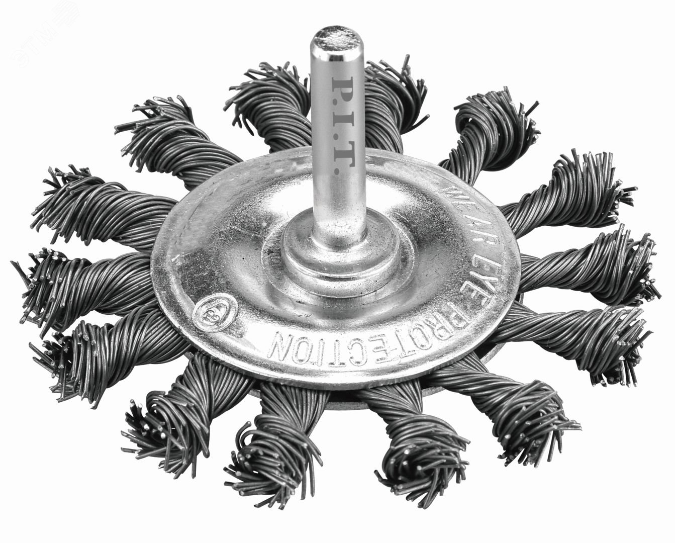 Изображение товара Кордщетка дисковая P.I.T. 100x0,5мм стальная крученая проволока хвостовик 6 мм