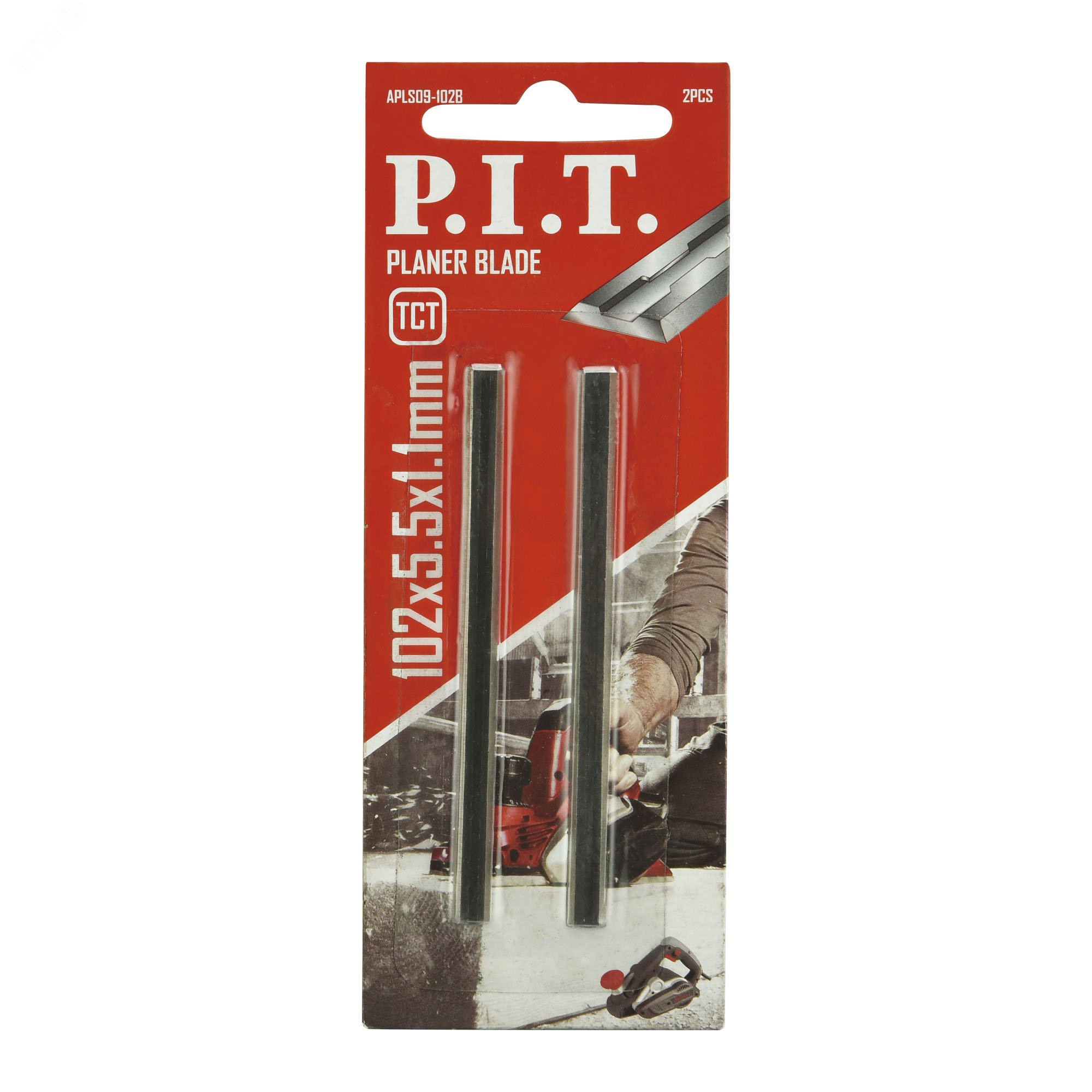 Изображение товара Ножи для рубанка P.I.T. 102x5,5х1,1 мм, 2 шт, TCT, двусторонние (APLS09-102B) (шт)