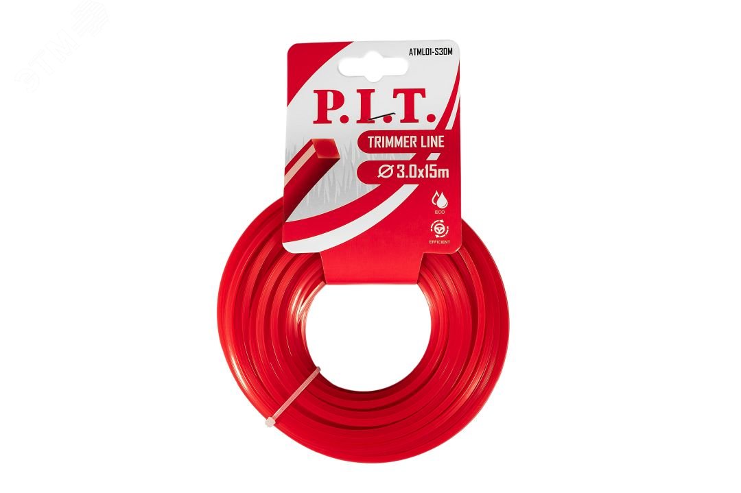 Изображение товара Леска для триммера квадратная 15 м 3,0 мм P.I.T. для травы и сорняков