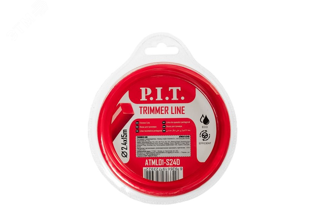 Изображение товара Леска для триммера квадратная 15 м x 2,4 мм P.I.T. для сада