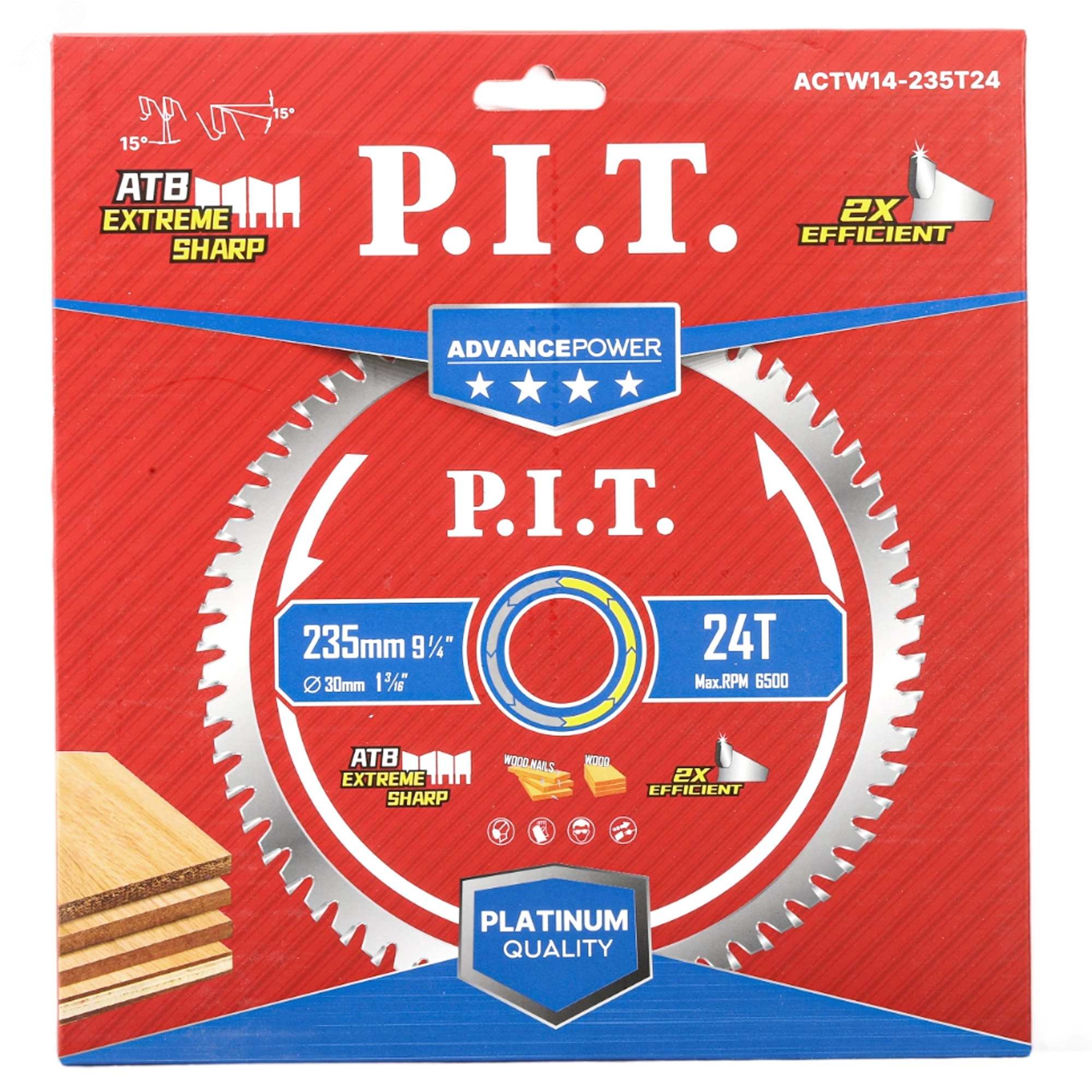 Изображение товара Пильный диск по дереву P.I.T. ADVANCE 235 мм 24 зуба Carbide