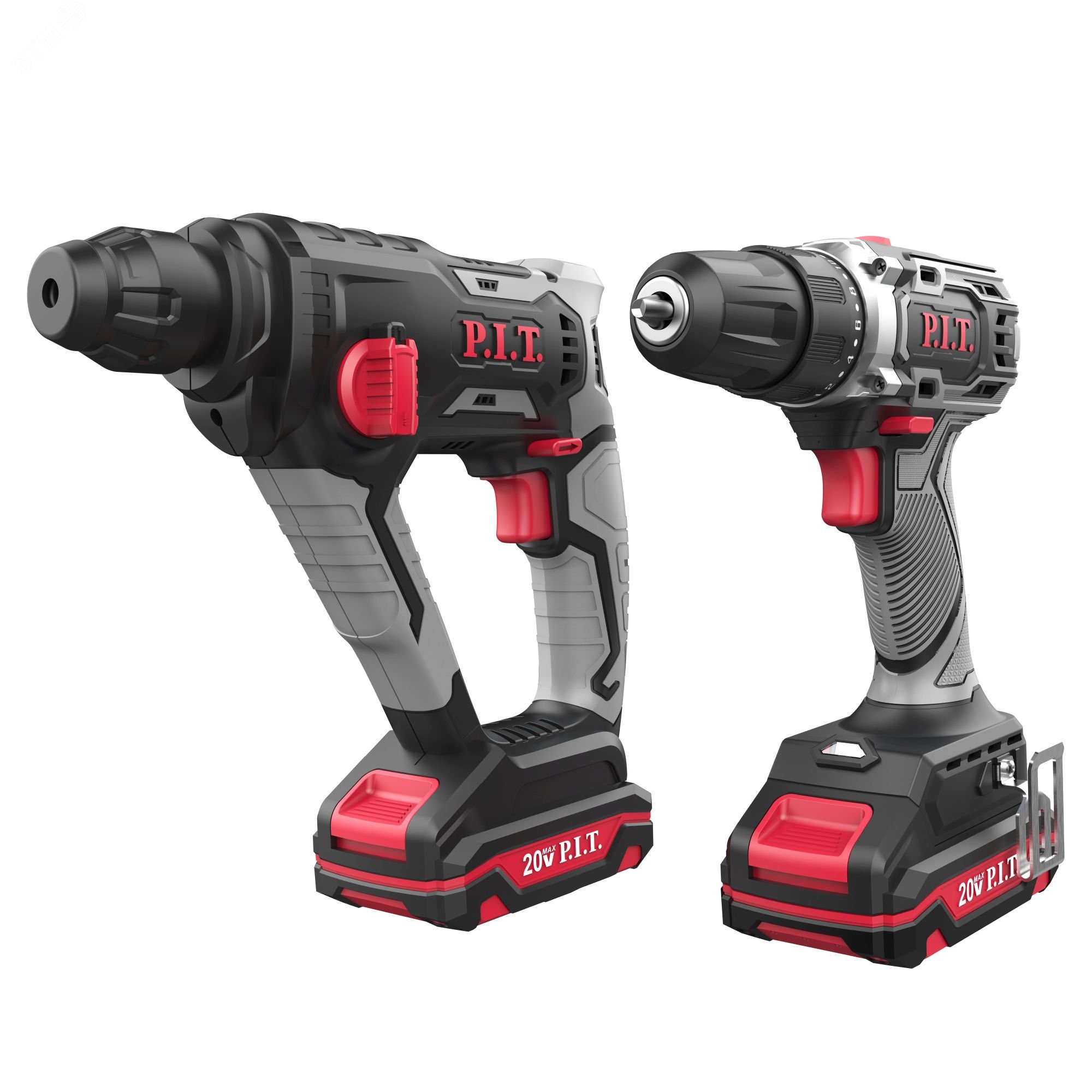 Изображение товара Набор аккумуляторных инструментов P.I.T. P0002-02 с перфоратором и дрелью 20В